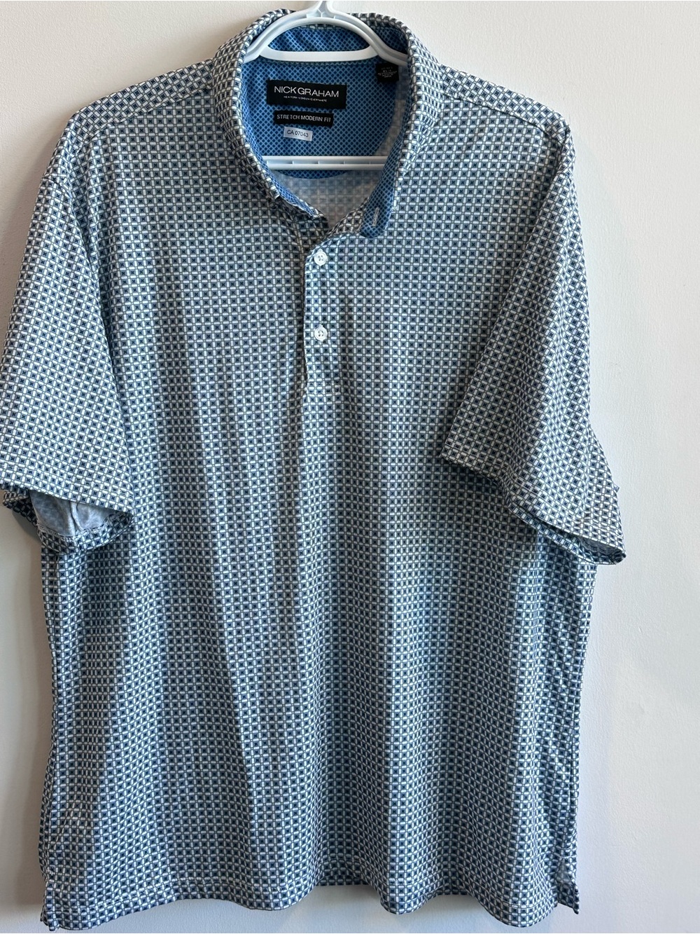 Nick Graham Men's Blue Geo-Pattern Polo
